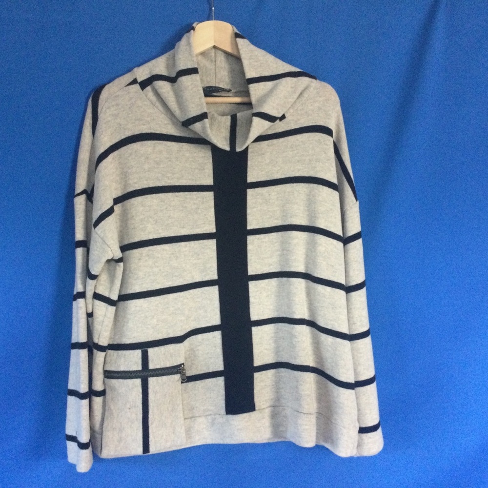 Cozy Italian Peruzzi Cowl Neck Sweater Lagenlook Stripes Size 42